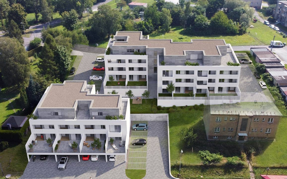 Bydlení Ema – vizualizace z dronu