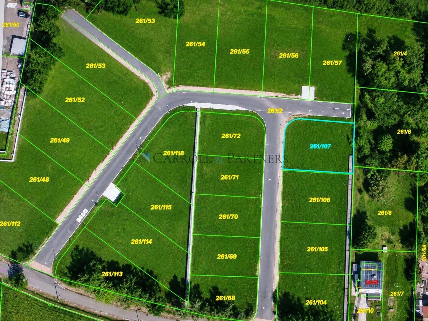 Leteck katastrln mapa zelench parcel