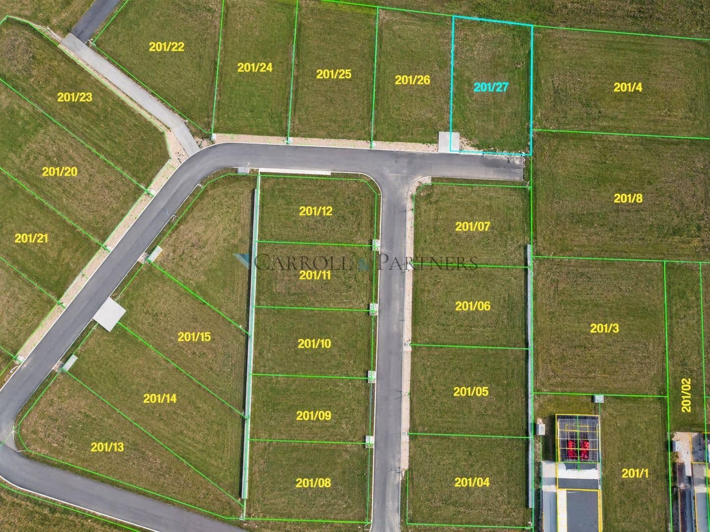 Katastrální mapa s vyznačenou parcelou 201_27